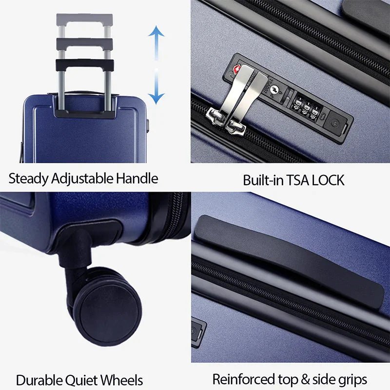 KROSER Navy 20 Inch Top-Loading Carry-On Luggage with TSA LockYX001SCK-Navy-USUS