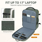 Laptop backpack with separate padded laptop sleeve, side release buckle, water-resistant fabric