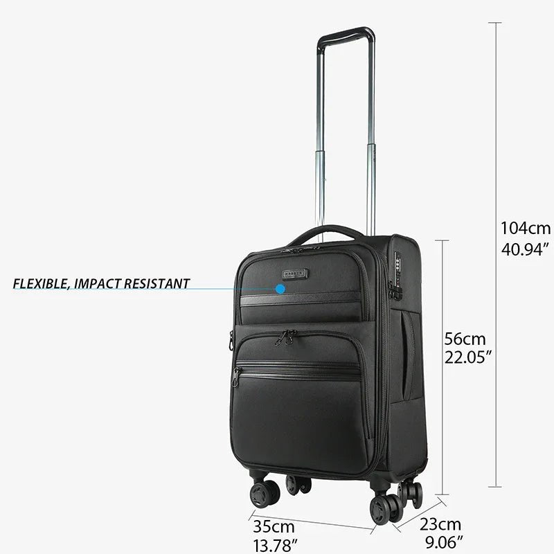 KROSER Black 20 Inch Softside Expandable Carry-On Luggage with USB, TSA Lock & Laptop PocketK161-13F-BLACKUSBlack