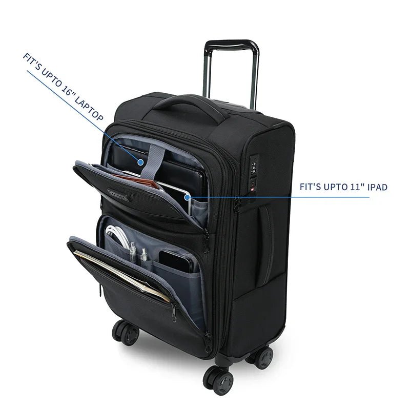 KROSER Black 20 Inch Softside Expandable Carry-On Luggage with USB, TSA Lock & Laptop PocketK161-13F-BLACKUSBlack