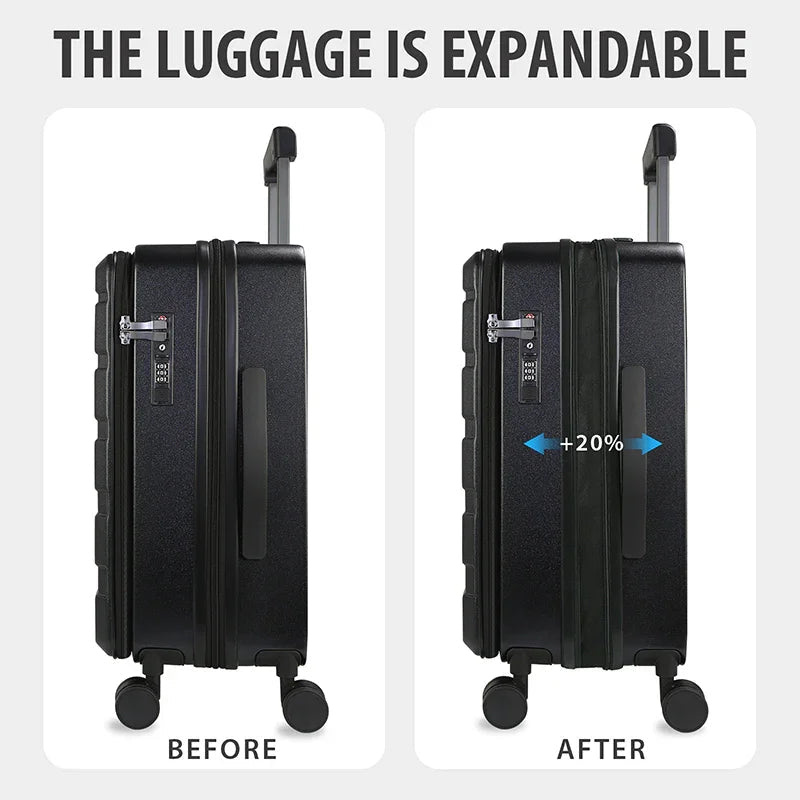 KROSER Black 20 Inch Top-Loading Hardside Carry-On Luggage with USB, TSA LockYX001SCK-BLK-USUS