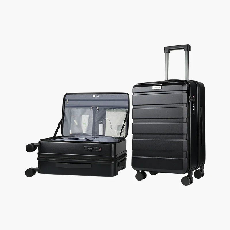 KROSER Black 20 Inch Top-Loading Hardside Carry-On Luggage with USB, TSA LockYX001SCK-BLK-USUS