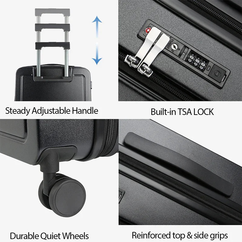 KROSER Black 20 Inch Top-Loading Hardside Carry-On Luggage with USB, TSA LockYX001SCK-BLK-USUS