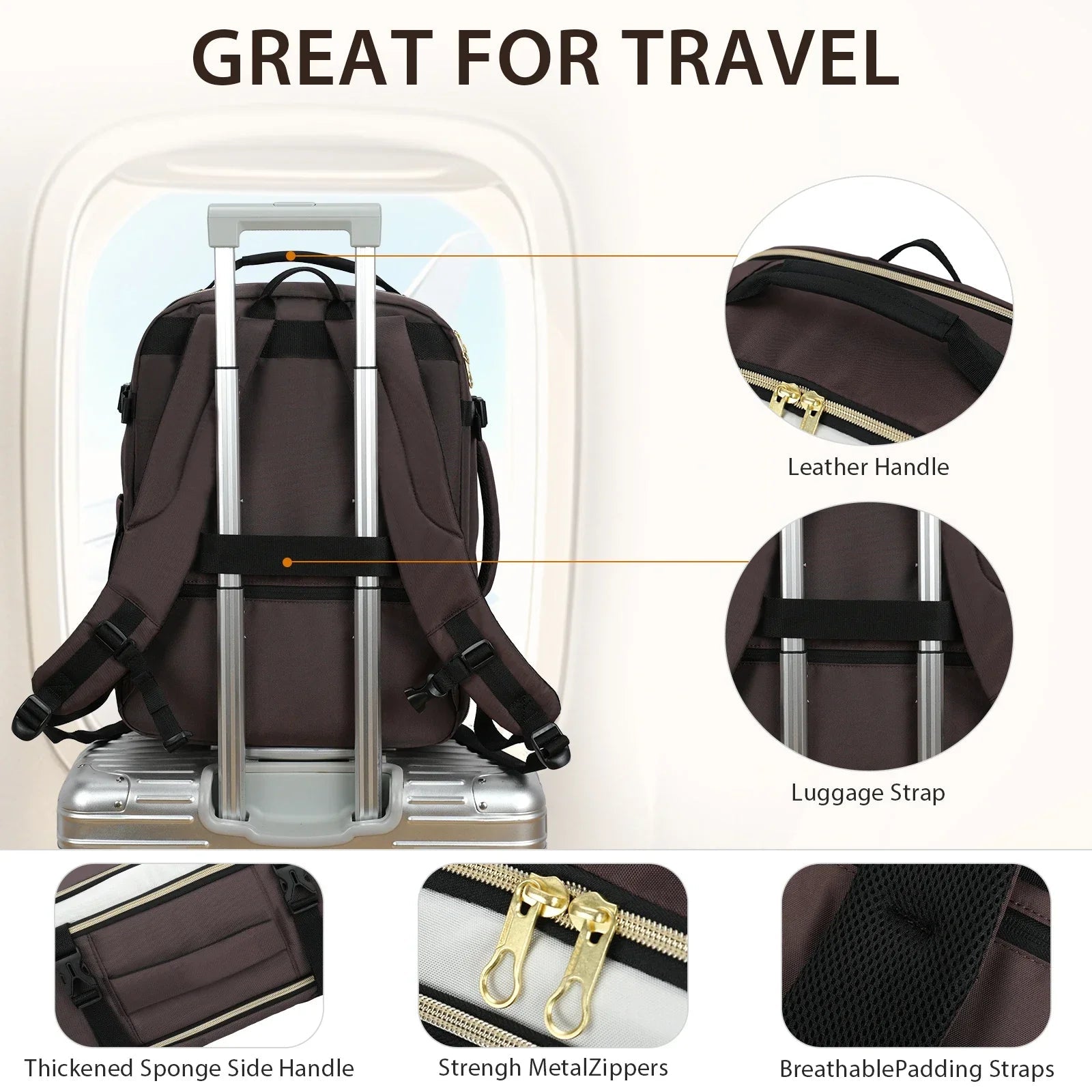KROSER-KROSER Coffee 17.3" Professional Work Laptop Backpack-4