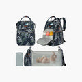 KROSER foldable diaper backpack set, navy floral print, backpack, changing mat, storage pouch