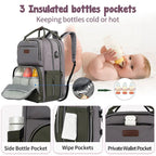 KROSER Light Purple Foldable Diaper Backpack with Changing StationK9381-GREEN/GREY12.6*9*17in