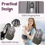 KROSER Light Purple Foldable Diaper Backpack with Changing StationK9381-GREEN/GREY12.6*9*17in