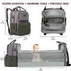 KROSER Light Purple Foldable Diaper Backpack with Changing StationK9381-GREEN/GREY12.6*9*17in