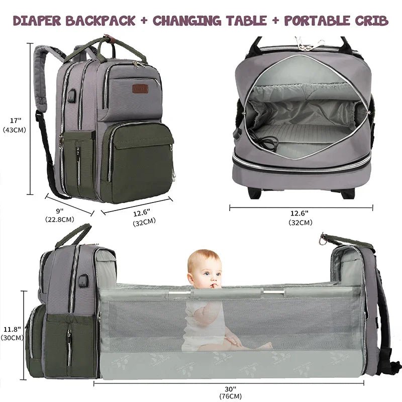 KROSER Foldable Diaper Backpack with Changing Station & Insulated Pockets - KROSER