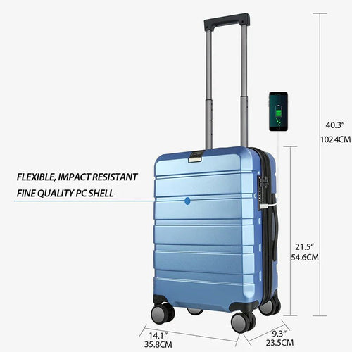KROSER Light Blue 20" Hardside Expandable Carry-On Luggage with TSA Lock - KROSER