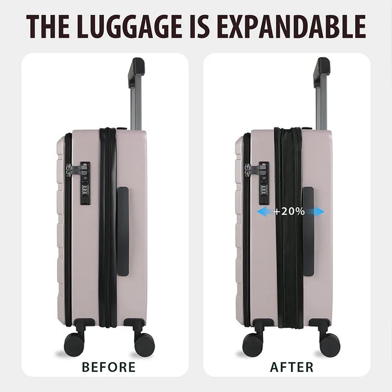 KROSER-KROSER Matte Purple/Pink 20" Top-Loading Carry-On Luggage with USB & TSA Lock-3
