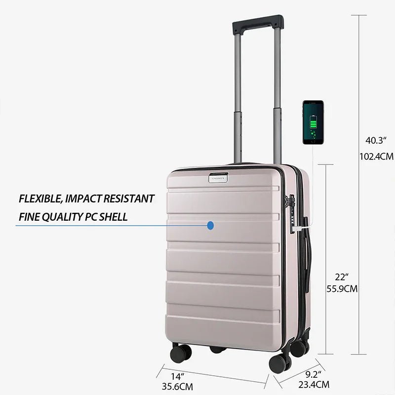 KROSER-KROSER Matte Purple/Pink 20" Top-Loading Carry-On Luggage with USB & TSA Lock-2