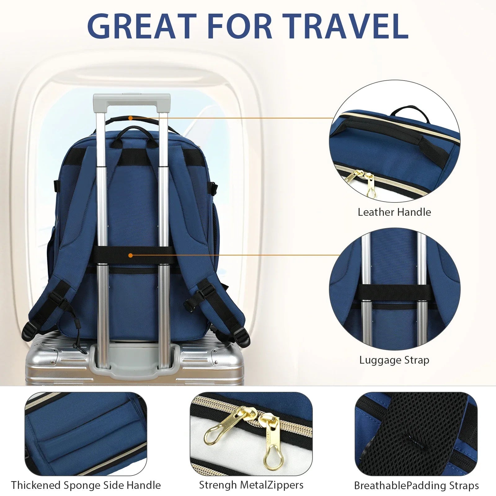 KROSER Navy Blue 17.3" Work & College Laptop Backpack - KROSER