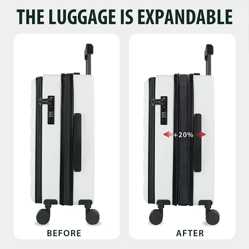 KROSER White 20 Inch Top-Loading Carry-On with TSA Lock & USBYX001SCK-White-USUS