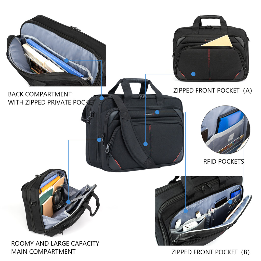 KROSER Expandable Laptop Briefcase with RFID