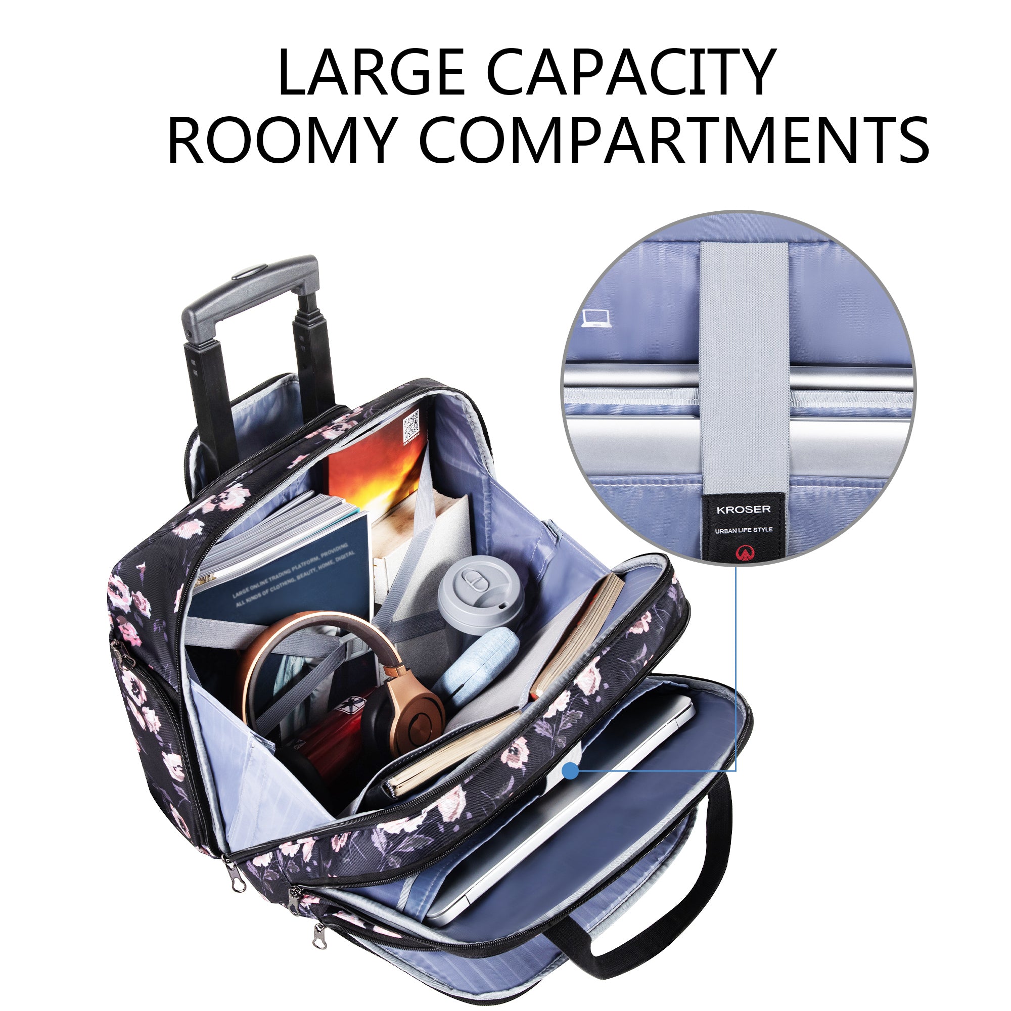 KROSER 15.6" Rolling Laptop Briefcase