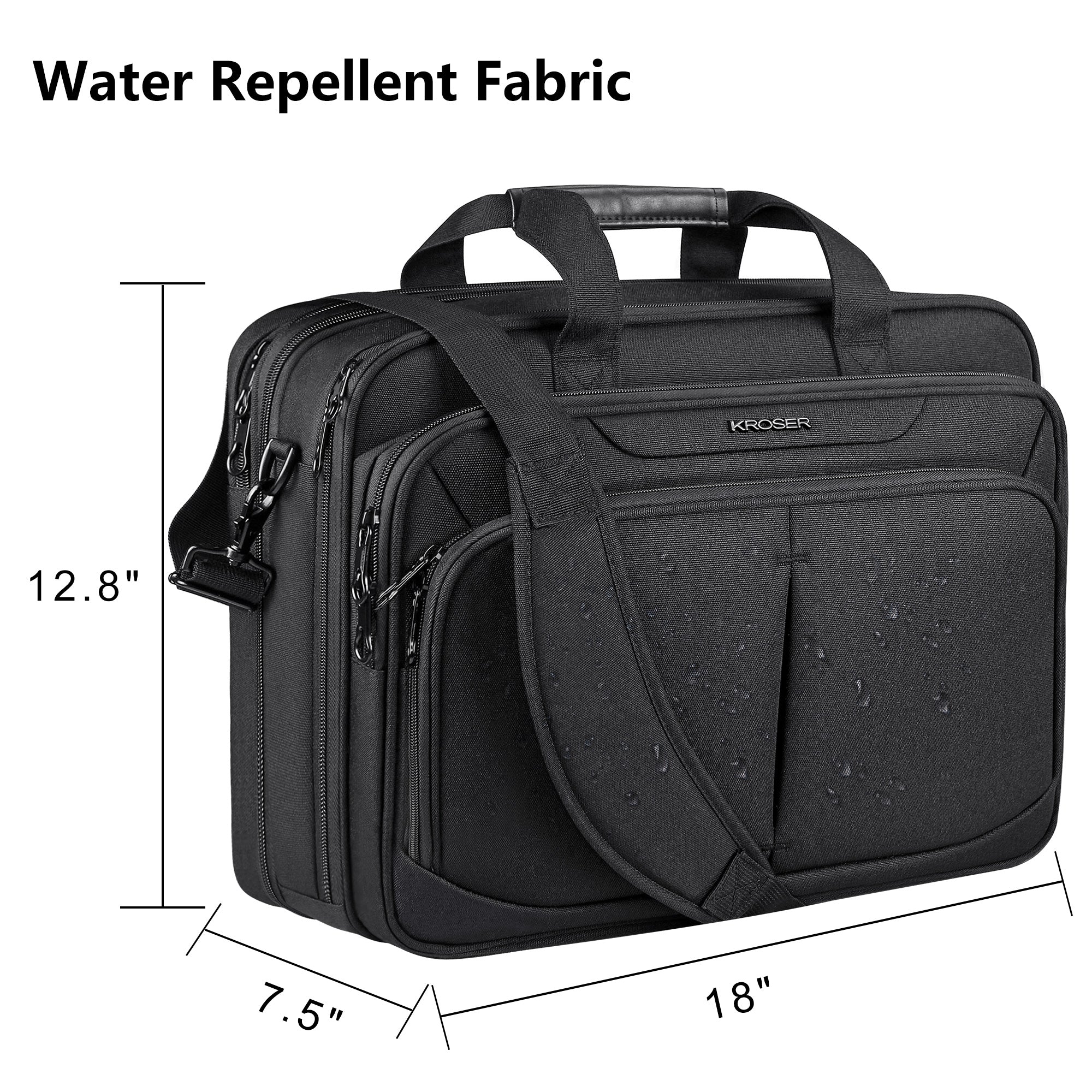 KROSER 17.3" Expandable Laptop Briefcase with RFID