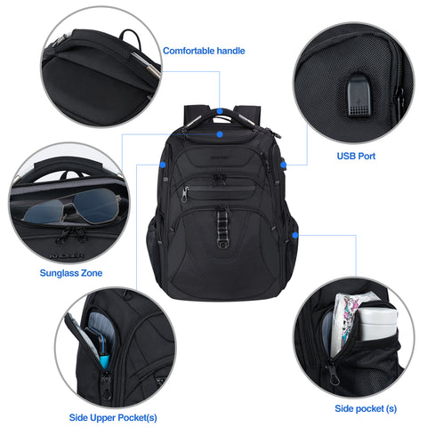 KROSER™ 18.4 Inch Business Travel Backpack-Black