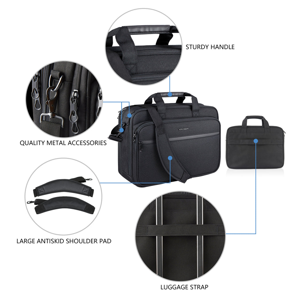 KROSER 17.3" Expandable Laptop Briefcase with RFID