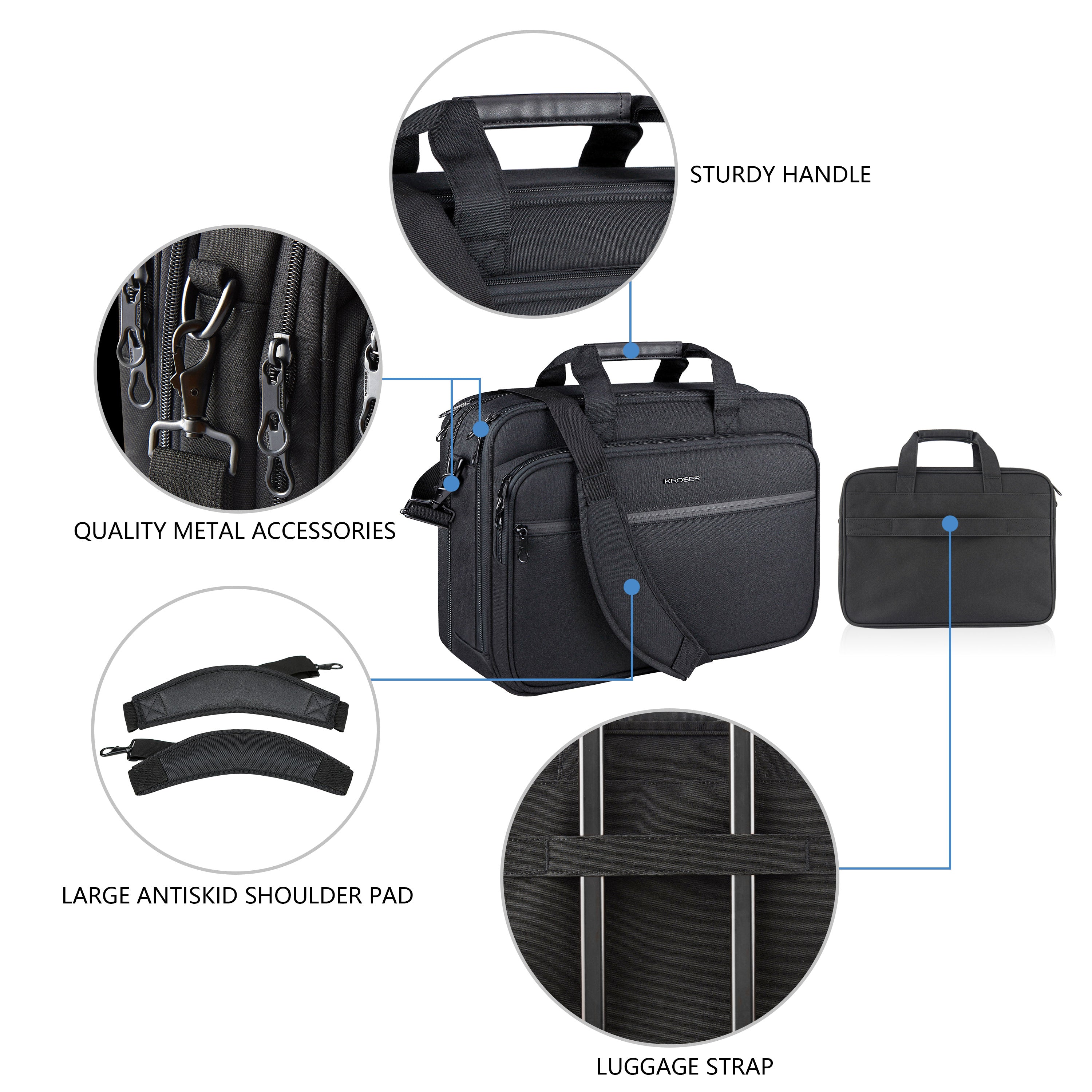 KROSER 17.3" Expandable Laptop Briefcase with RFID