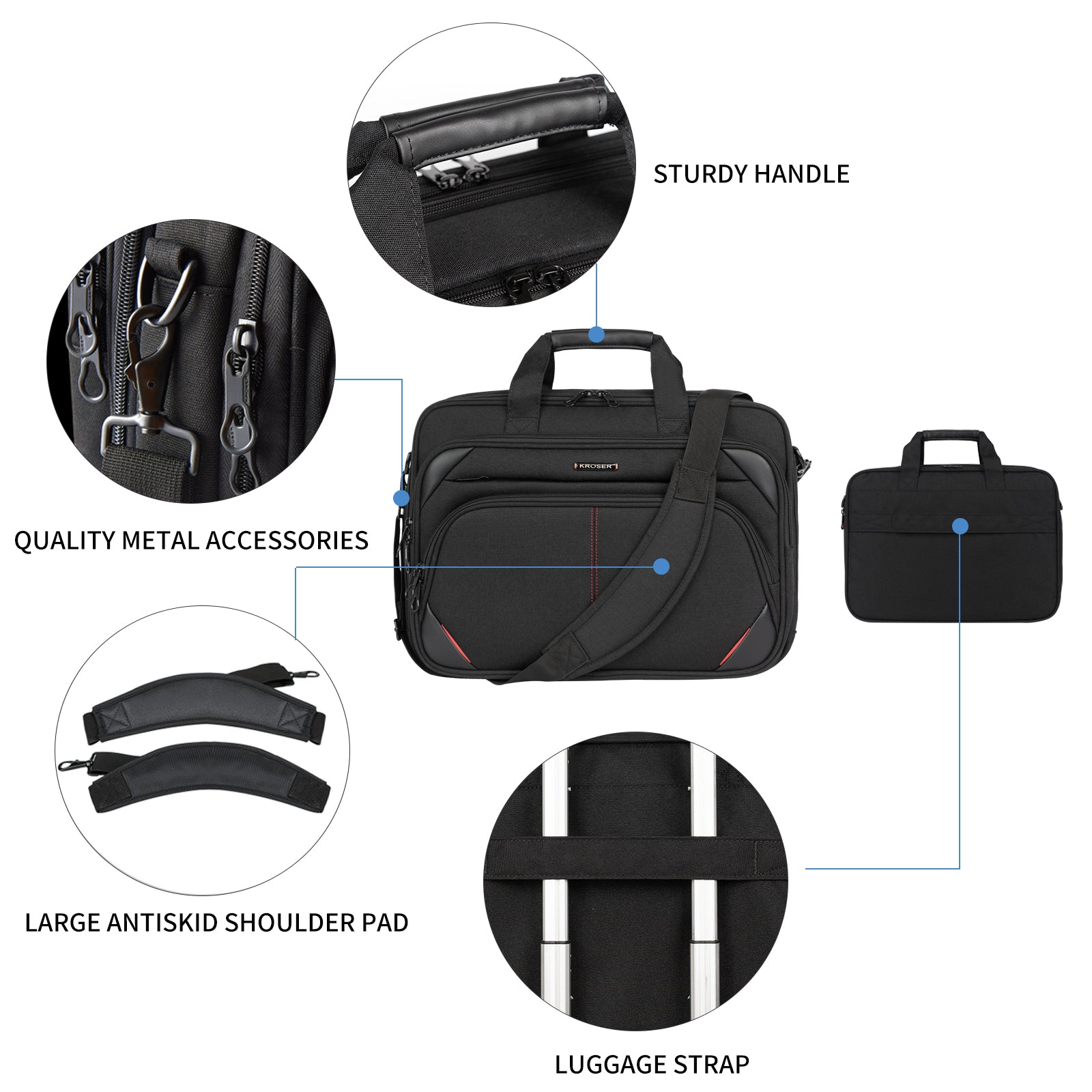 KROSER Expandable Laptop Briefcase with RFID