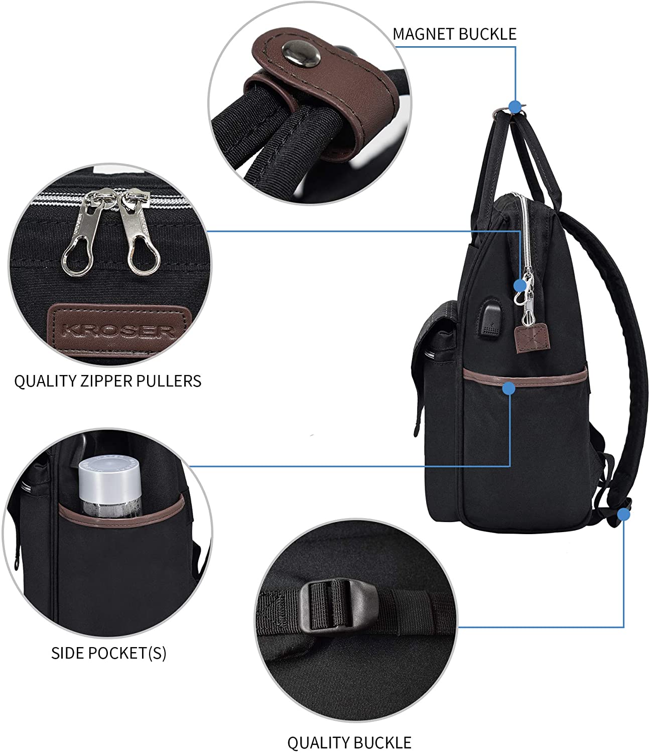 KROSER 15.6" Laptop Backpack with USB Port