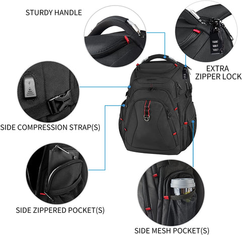KROSER™ 17.3 Inch Travel Backpack,Large Business Laptop Bag.