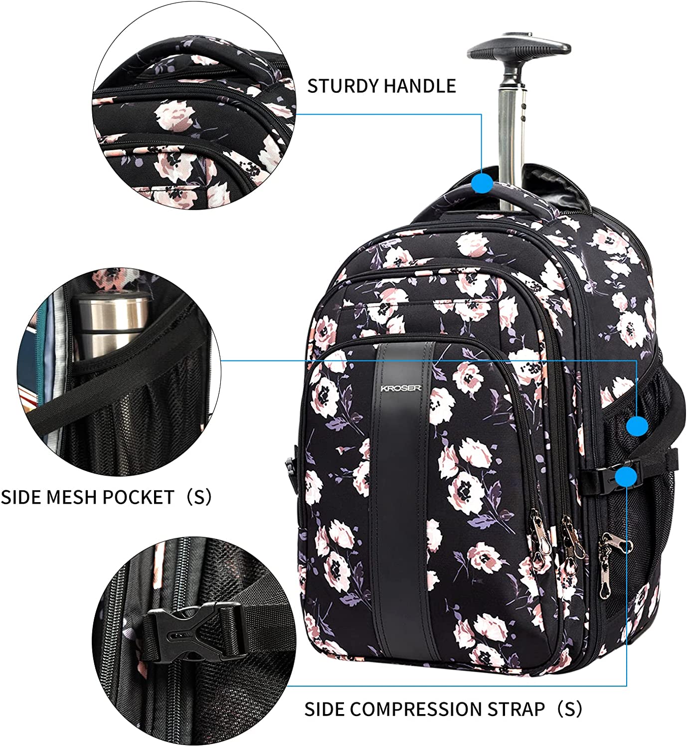KROSER 17" Rolling Laptop Backpack