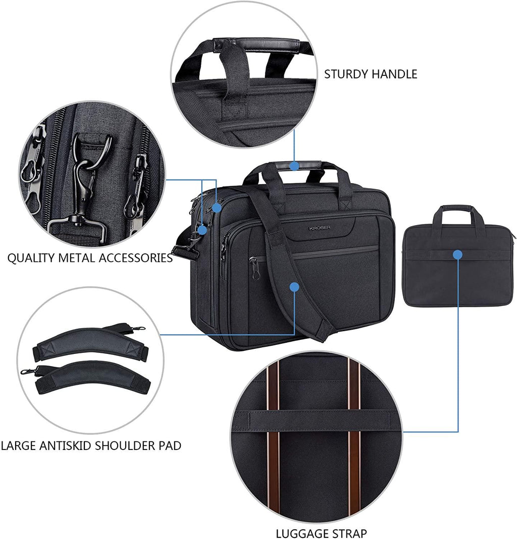 KROSER 17.3" Expandable Laptop Briefcase with RFID