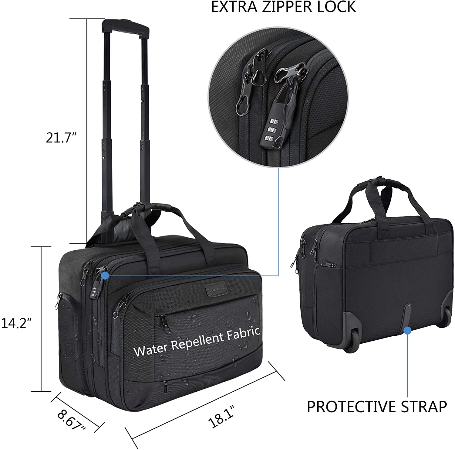 KROSER 17.3" Rolling Laptop Bag