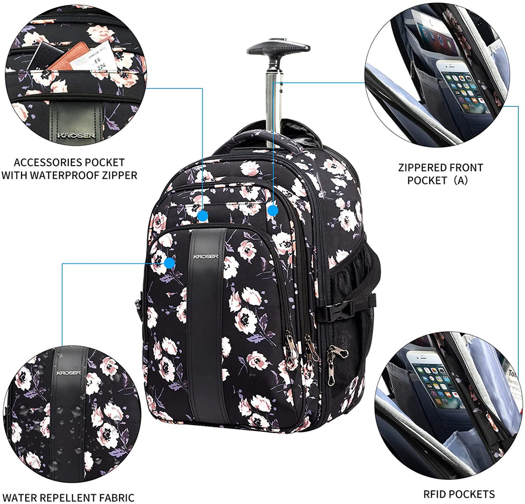 KROSER 17" Rolling Laptop Backpack