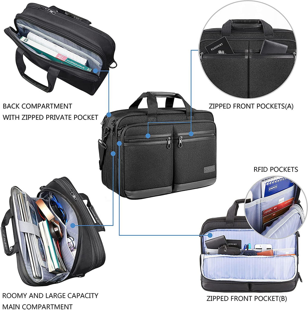 KROSER 17.3" Expandable Laptop Briefcase with RFID