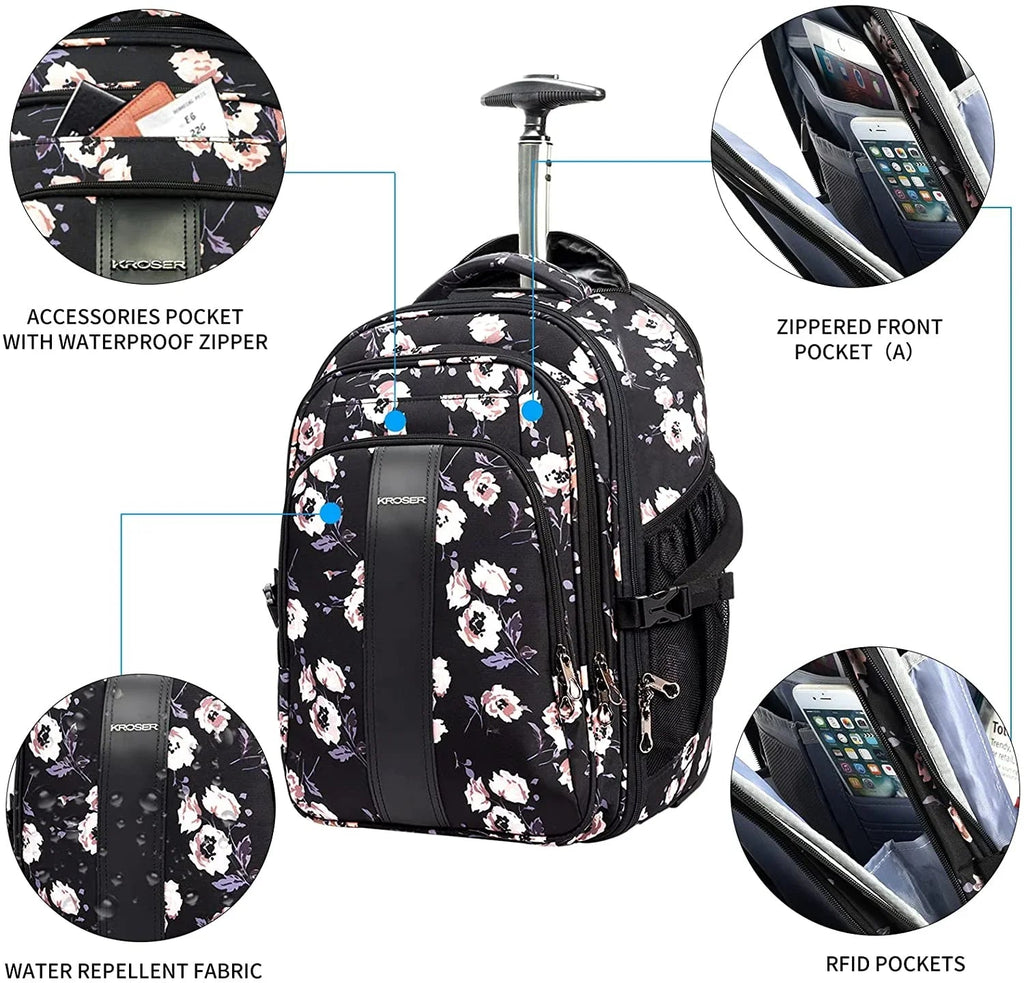 KROSER-KROSER 17" Rolling Laptop Backpack-6