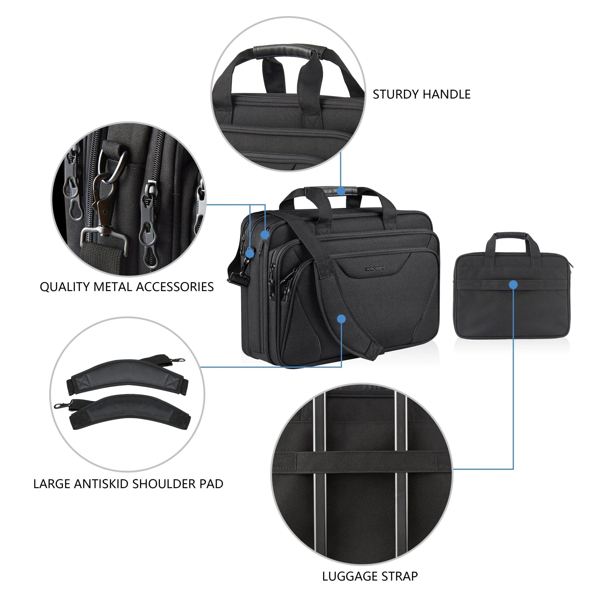KROSER 17.3" Expandable Laptop Briefcase - KROSER