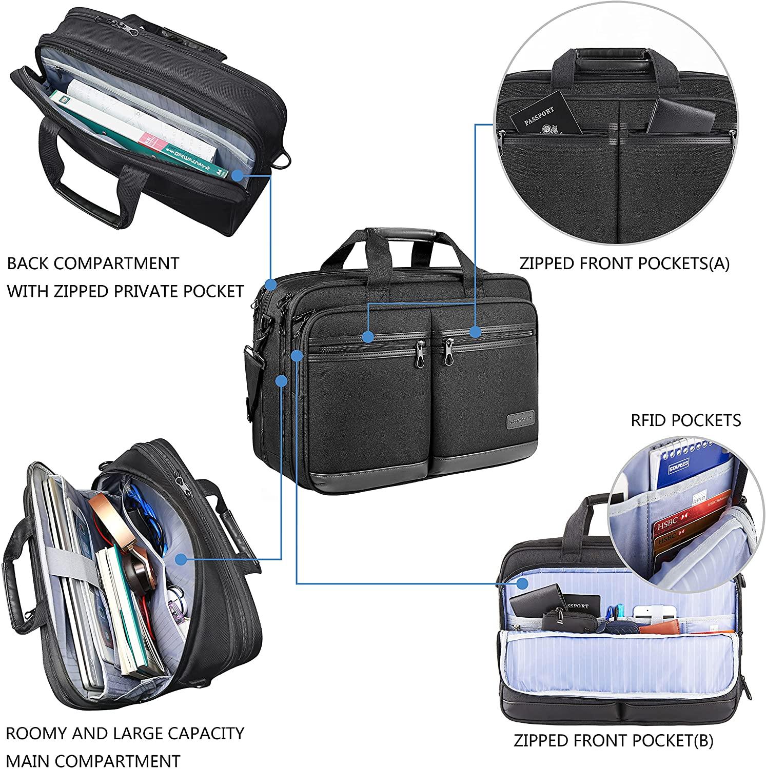 KROSER 17.3" Expandable Laptop Briefcase with RFID - KROSER
