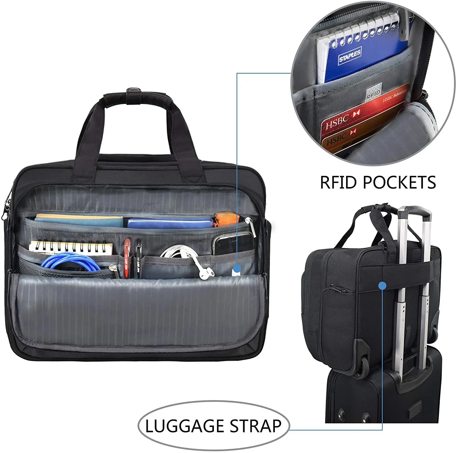 KROSER-KROSER 17.3" Rolling Laptop Bag-4