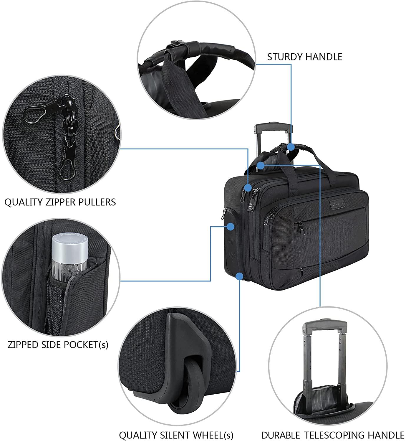KROSER-KROSER 17.3" Rolling Laptop Bag-5