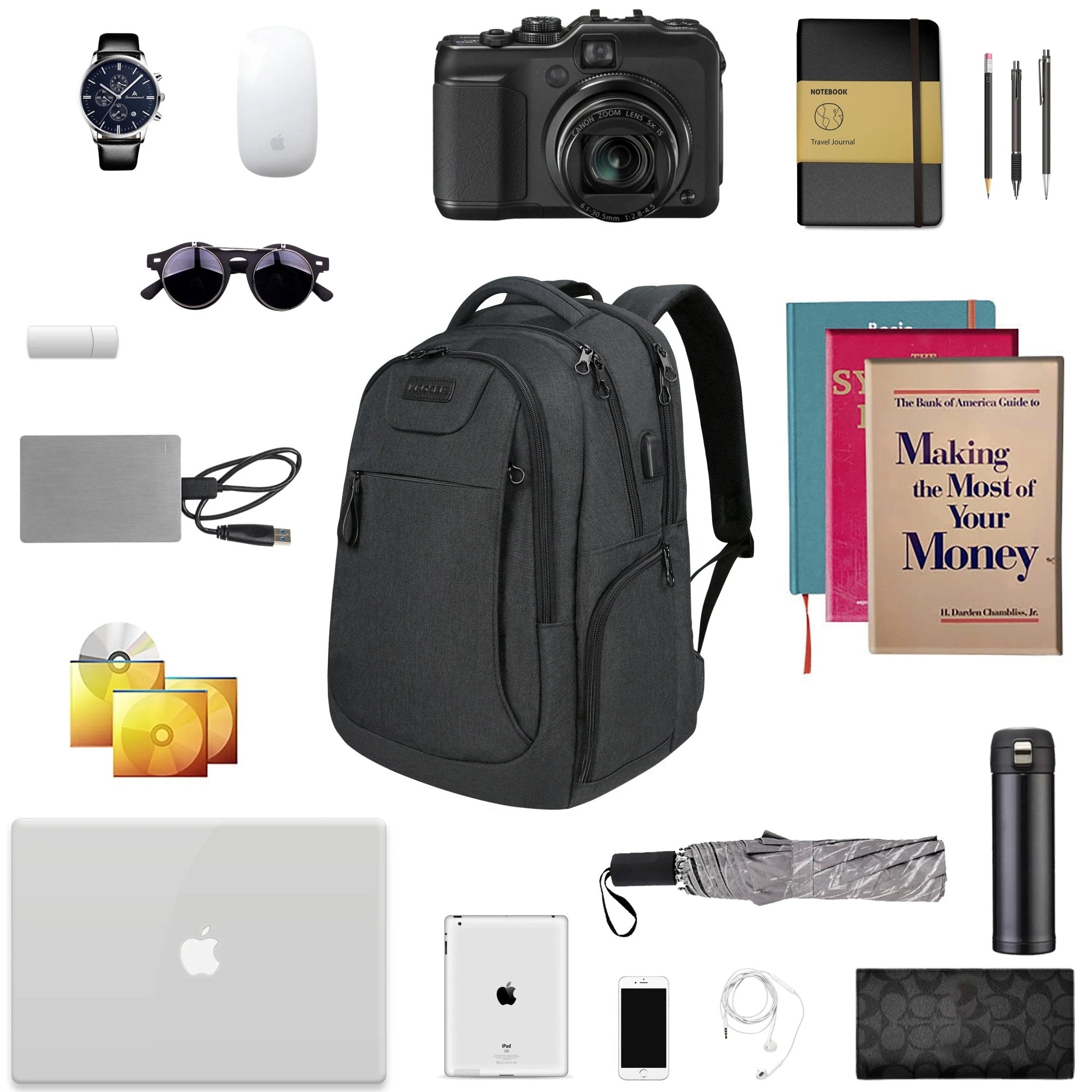 KROSER 17.3" Black Anti-Theft Laptop BackpackXXK969-USUS