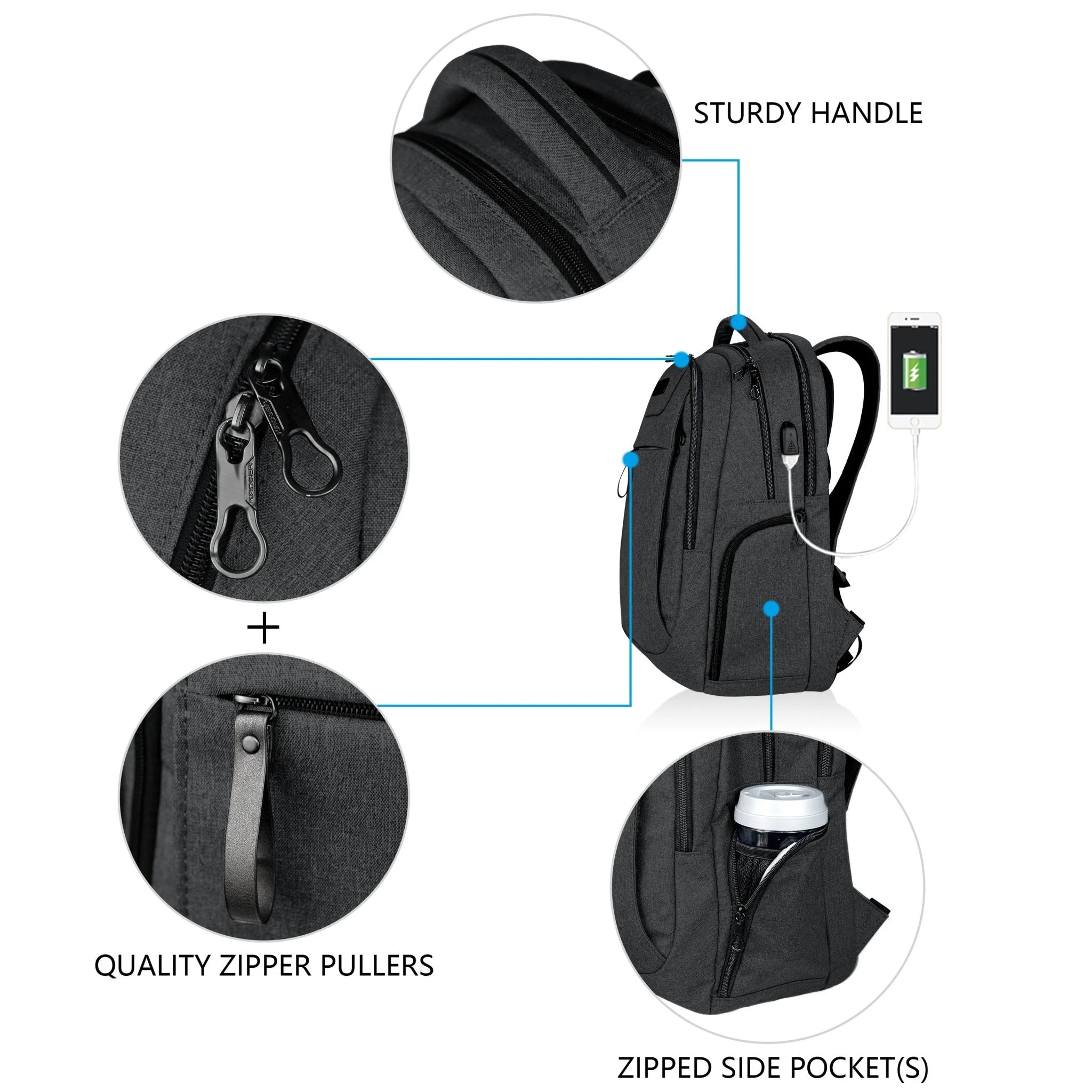 KROSER Black Anti-Theft Laptop Backpack