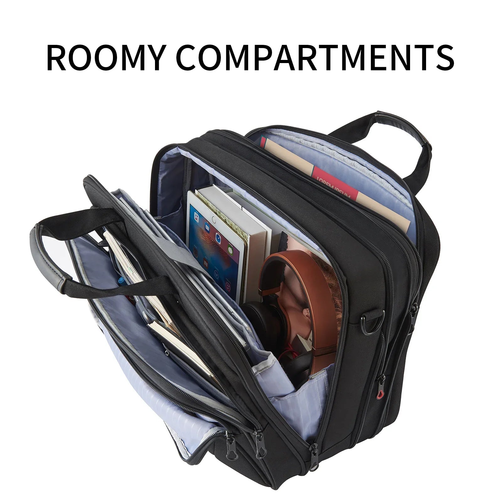 KROSER-KROSER Expandable Laptop Briefcase with RFID-3