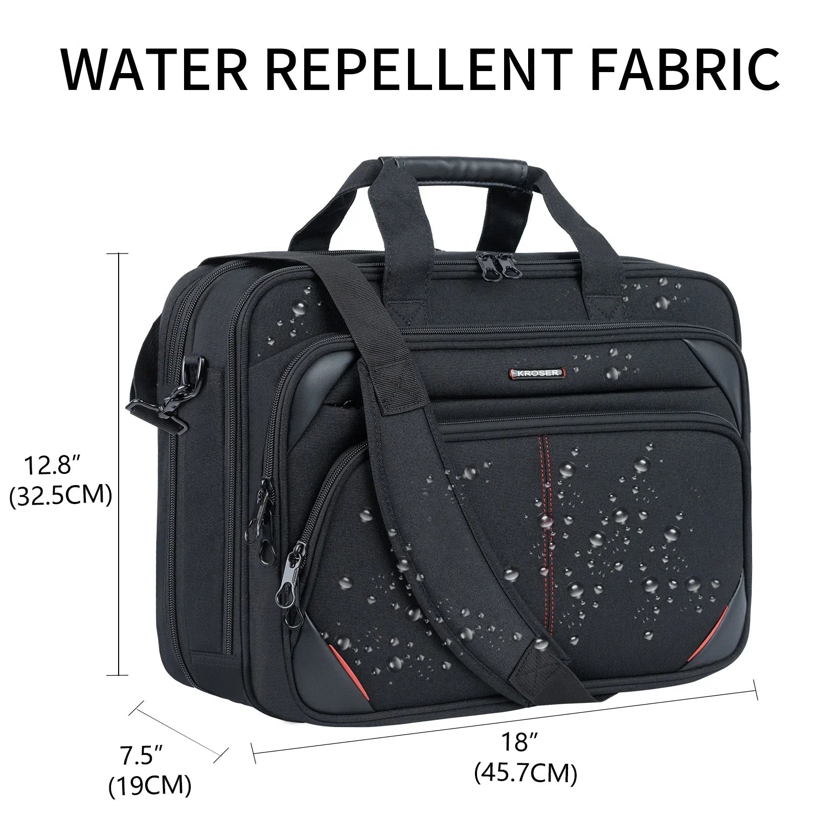 KROSER-KROSER Expandable Laptop Briefcase with RFID-4